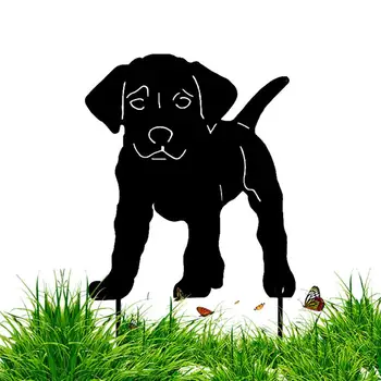 Декор в виде силуэта черной собаки, Декор в виде силуэта животного, Износостойкий акриловый декор в форме собаки для газона и сада во дворе