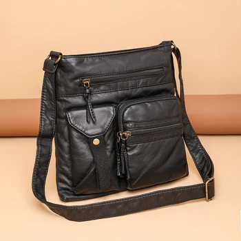 Женские сумки в западном стиле с несколькими карманами, сумки через плечо и портмоне большой вместимости, новая сумка-мессенджер из искусственной кожи, основная сумка