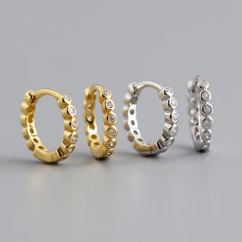 Модные минималистичные Хрустальные серьги-кольца для женщин из стерлингового серебра 925 Пробы, Круглая серьга, Брусчатка, CZ Камень