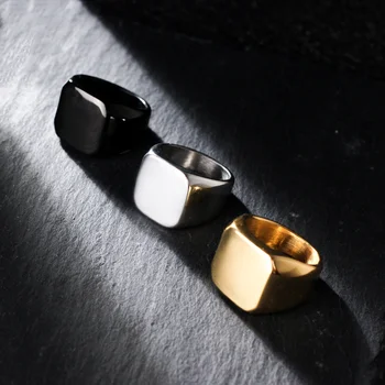Роскошные Квадратные кольца в стиле панк из нержавеющей стали 316L с позолотой Для женщин, мужчин, очаровательные украшения и аксессуары для вечеринок в стиле хип-хоп, подарок