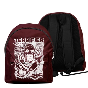 Повседневная школьная сумка WAWNI TERRIFIER 2 Студенческая сумка на молнии Школьная сумка для мальчиков и девочек Мужская / женская повседневная сумка на молнии с 3D принтом