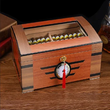 Коробка для увлажнения СИГАР из высококачественного кедрового ДЕРЕВА, двухслойное окно в крыше, коробка для увлажнения сигар, краска для выпечки пианино, коробка для увлажнения сигар