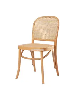 Ретро-стул из цельного дерева, старинный стул из ротанга, семейный стул со спинкой, обеденный стул из цельного дерева, современный простой настольный стул